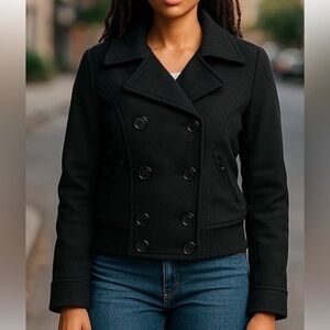 SWS wool jacket black double breasted size small